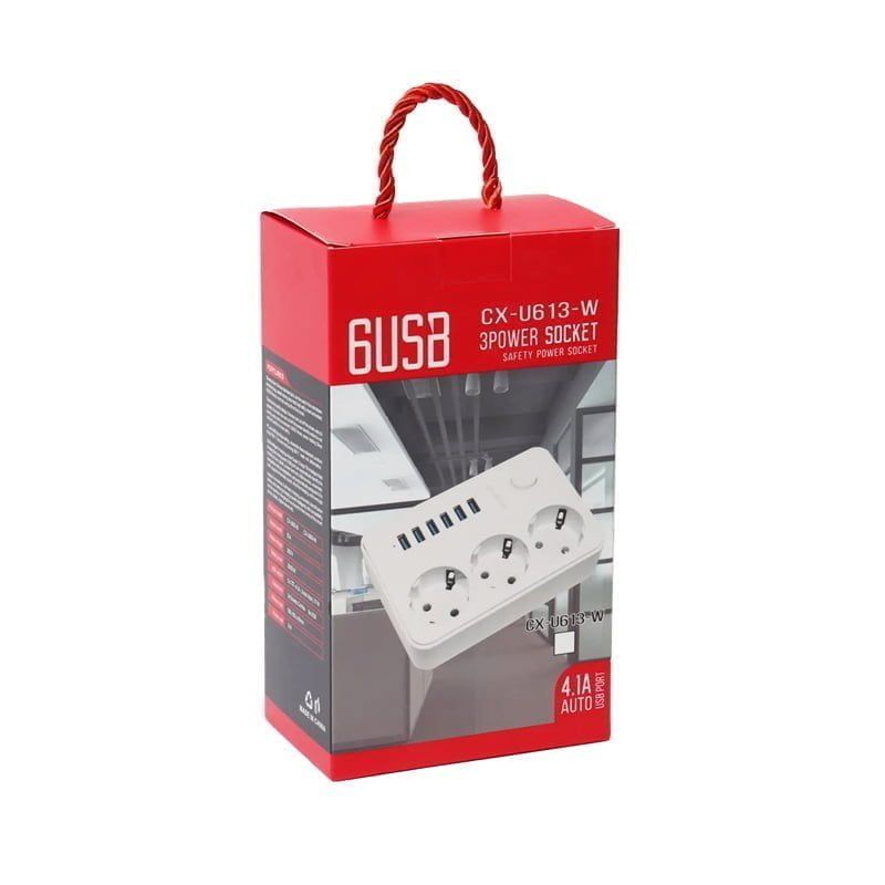 EXTENSÃO DE CORRENTE 6USB 3 POWER SOCKET
