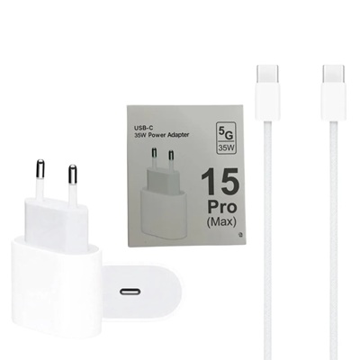 CARREGADOR COMPLETO P/ IPHONE 15 USB-C 35W